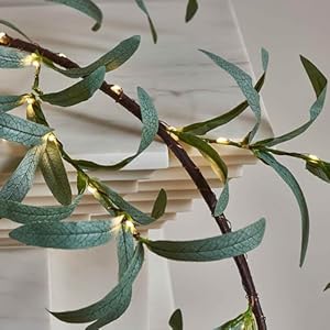 BAOLITVINE Lighted Olive Garland with 96 LED Fairy Lights 6FT Battery Operated with Timer, Faux Greenery Vine Garland with Lights for Fireplace Wall Christmas Spring Decoration BAOLITVINE Lighted Olive Garland with 96 LED Fairy Lights 6FT Battery Operated with Timer Faux Greenery Vine Garland with Lights for Fireplace Wall Christmas Spring Decoration