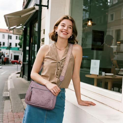 Image of BELTANA Crossbody Bags for Women Trendy Vegan Leather Hobo Purses Medium Butterfly Cross Body Purse with Wide Strap | Adjustable Strap