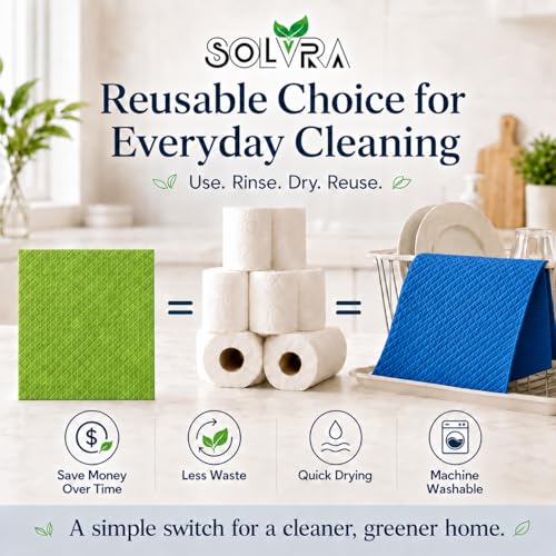 Image of 10 Pcs Multicolor Swedish Dishcloths for Kitchen, Washable German Cellulose