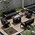 RTDTD Aluminum Patio Furniture Set with Fire Pit Table, 7 Seats Outdoor Patio Conversation Sets with Swivel Chair Modern Metal Patio Sectional Sofa with Upgrade Cushions for Patio, Backyard Dark Grey