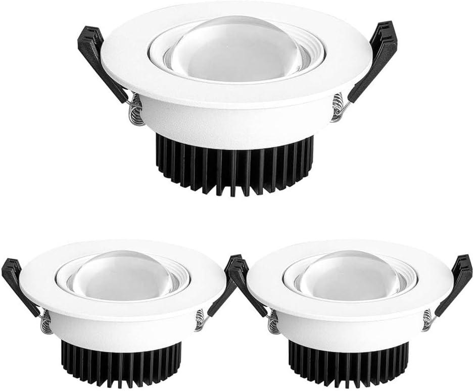 Lighting 3 Pack Retrofit LED Recessed Lighting 3 Inch, White Aluminum Can Lights, CRI90+ Recessed LED Can Light Ceiling Retrofit Downlight for Home Improved