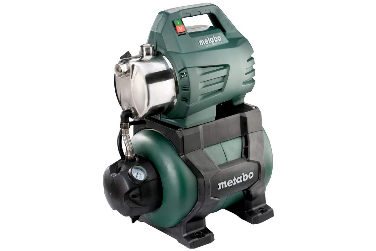metabo HWW 4500/25 Inox Hauswasserwerk, 1300 Watt Pumpe, 4500 l/h, 4.8 bar | Elektrische Hauswasserversorgungspumpe mit 24 l Tank für Haus und Garten, inkl. Rückschlagventil, HWS Wasserautomat