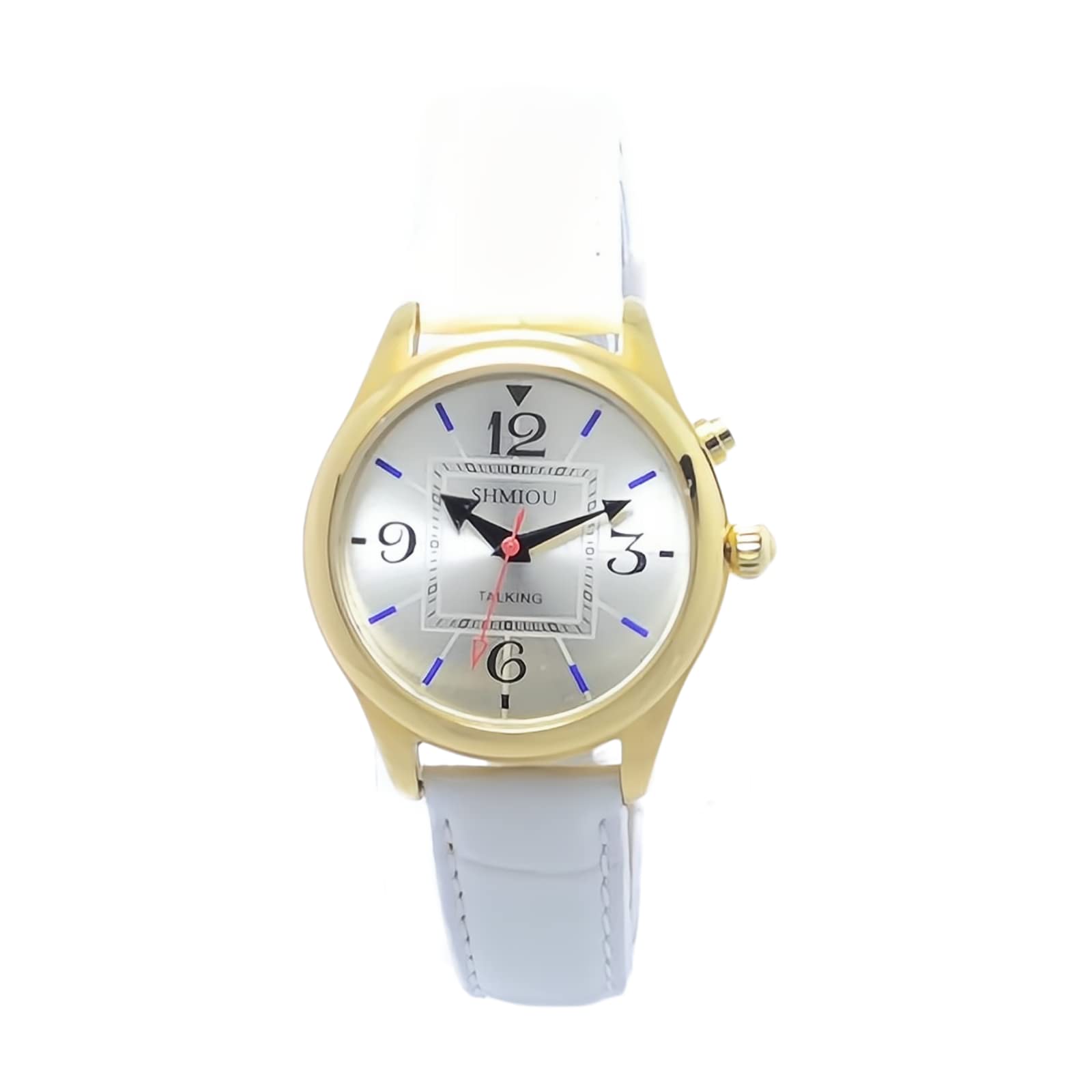 Montre parlante française pour aveugles Seniors malvoyants Montre Bracelet Femme en Cuir Blanc XM-FR-230401