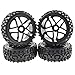 JIUWU High-Performance 4-Pack RC Off-Road 17mm Hex Rc Wheels and Tires - 1/8 Scale Rc Tires, Rc Car Wheels, Rc Vehicle Wheels & Tires Durable Construction (Black)