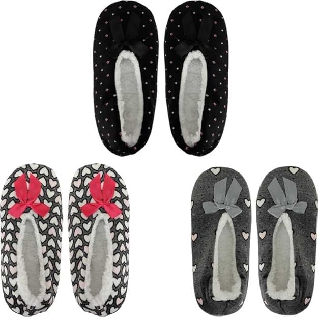 CRYSTAL ZONE Women & Girl Soft Fur Fleece Slipper Belly Anti Slip Socks Fuzzy Velvet Slipper for winter home hospital Indoor Use Multicolor Multidesign Free Size (Pack of 3)-picture-37