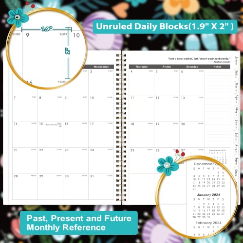 2024-2026 Monthly Planner/Monthly Calendar - 3 Year Monthly Planner 2024-2026, 36 Monthly Planner From Jan. 2024 - Dec. 2026, 9" X 11", 2024-2026 Calendar Planner With Tabs + Double-Side Pocket + Flexible Cover - Floral #TOP2