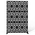 Metal Privacy Screen Outdoor Privacy Screen 72"H×47"W, Freestanding Decorative Privacy Screen for Balcony Patio Lawn Garden, Privacy Fence Privacy Panel-Black&Star
