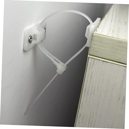 Miniatura 8 de BESTonZON Juego de 10 anclajes para muebles a prueba de bebés, kit de anclajes antipuntas para niños y niñas, correa de plástico blanco para muebles