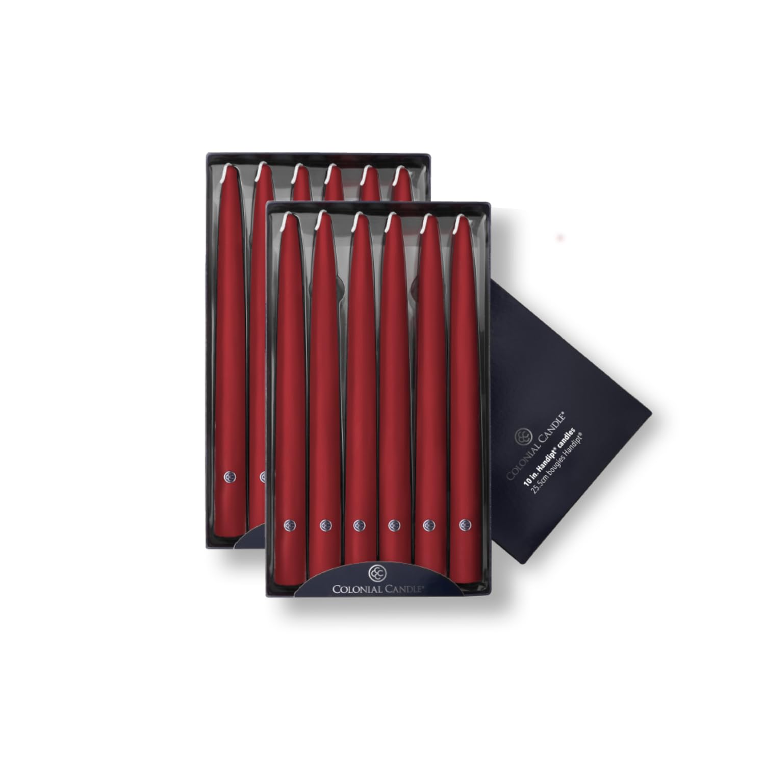 Colonial Candle Unscented Taper Candle, Handipt Collection, Traditional Cranberry, 10 In, Pack of 12 - Up to 8 Hours Burn