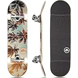 Magneto Skateboard - Beginner Skateboard for Kids - Mini Longboard Shape for Smooth Cruising - 27.5' x 7.75', Palm Trees, 9-Ply Maple