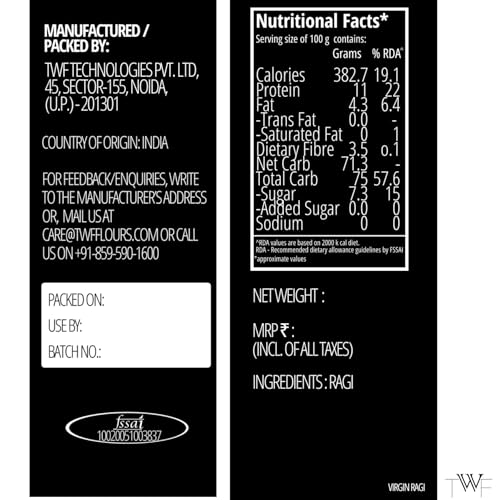 Image of TWF Ragi Flour | 500g | Stone Ground | Not Pulverized | Finger Millet Atta | Naturally Gluten-Free | Virgin - Nutrient Rich | Mandua, Kezhvaragu, Mandia, Taidalu, Kodra, Ragula, Nachni Aata