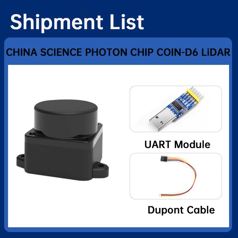 MENGJIE Coin-D6 360° TOF LiDAR Sensor, Coaxial Design Laser Distance Scanner with Enclosed Housing, High-Precision Lidar Module for Robot Navigation, SLAM Mapping, Compatible with ROS & Raspberry Pi