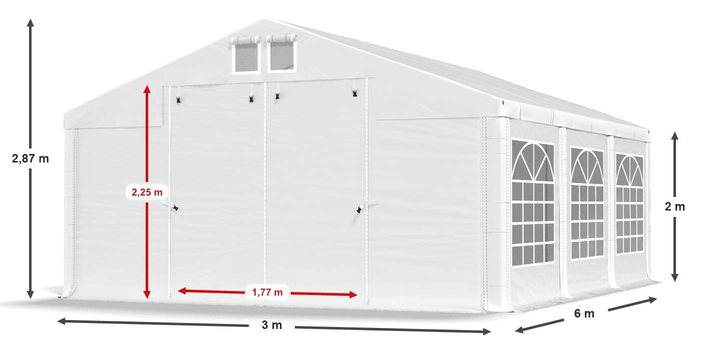 Partyzelt 3x6m wasserdicht weiß Zelt 560g/m² PVC Plane Hochwertigeszelt Gartenzelt Summer SD - Faltpavillon, Gartenpavillon, Pavillon, Lagerzelt, Gartenhaus, Zeltgarage, Garagenzelt - Partyzelt