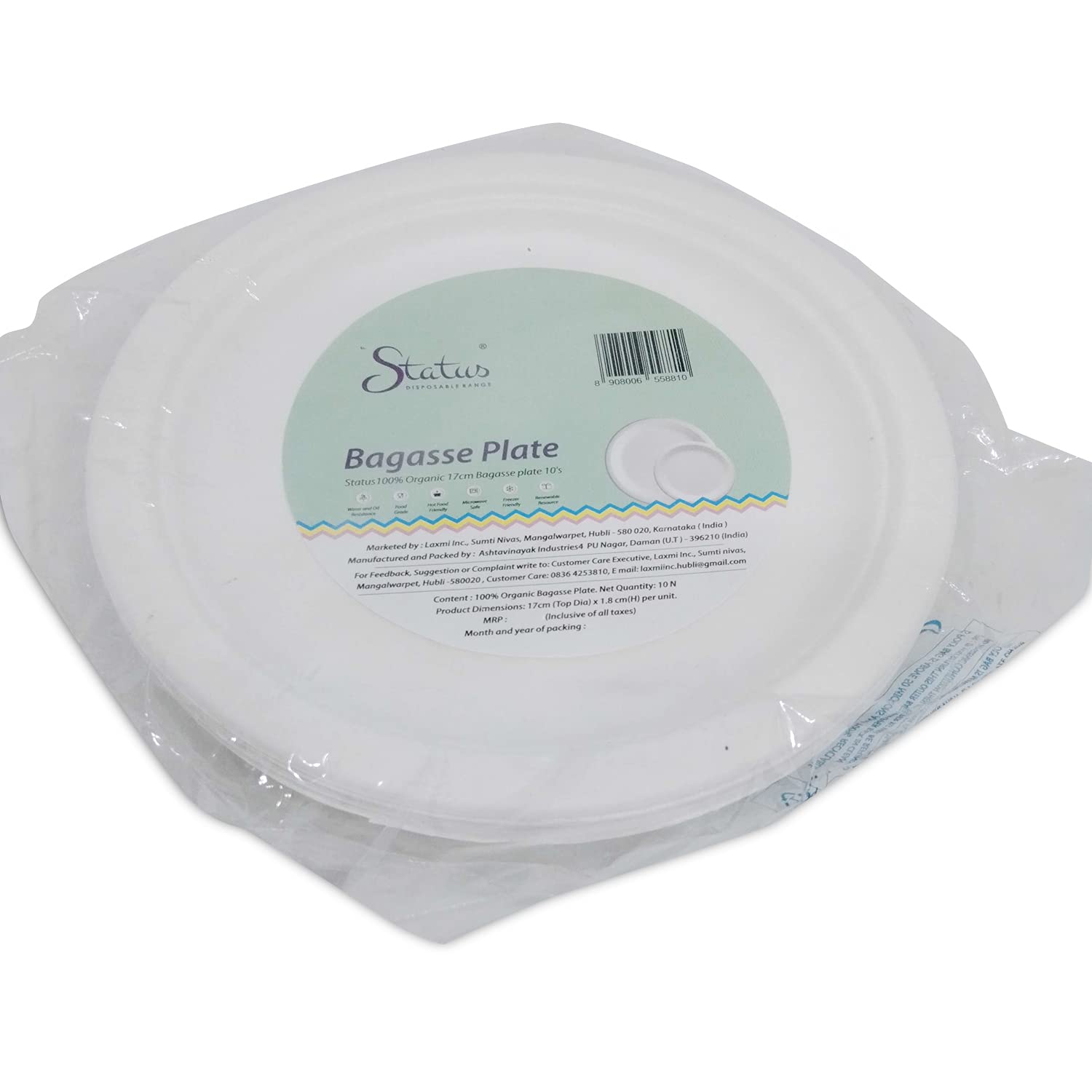 Status Round Bagasse Plate, 17cm, White, 10 Piece (B098P86FZ8) Amazon Price History, Amazon Price Tracker