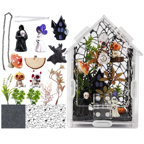 Image of 18pcs Jumping Spider Enclosure Kit with Gothic Decor | Scratch-resistant acrylic, 1mm vent, magnetic lock for spider, mantis, tarantula habitat
