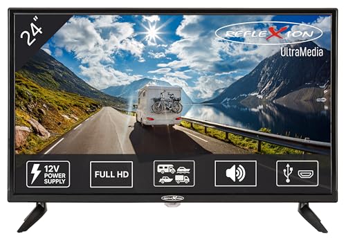 REFLEXION LED2425 LED Fernseher, 60 cm / 24 Zoll, Wohnwagen/Wohnmobil/Camping/Caravan/Boot/LKW TV, 12/230 Volt, Full HD, Triple Tuner, mit DVB-T2HD, DVB-S2, DVB-C, CI+Slot und Aufnahmefunktion (PVR)