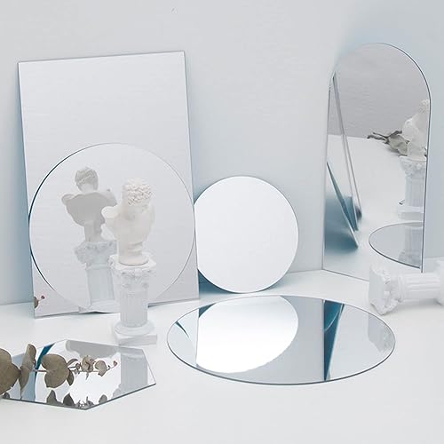 Miniatura 18 de DARENYI 7.87" Espejo redondo de pared azulejo autoadhesivo acrílico hoja de espejo adhesivo para baño, dormitorio, puerta, decoración del hogar