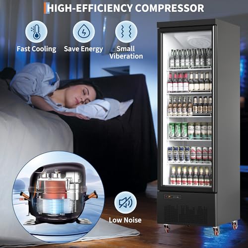 Image of Garvee 17.7 Cu.Ft Commercial Beverage Refrigerator, Glass Door Cooler | Rapid cooling, adjustable shelves, clear glass display, quiet compressor, lockable door, professional support