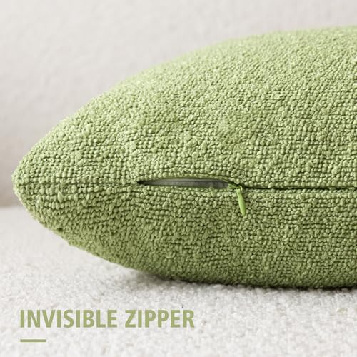 Image of Foindtower Pack of 2, Decorative Textured Boucle Throw Pillow Covers Accent Solid Pillow Cases Cozy Soft Couch Cushion Case for Chair Sofa Bedroom Living Room Home Decor 22x22 Inch Lime Green