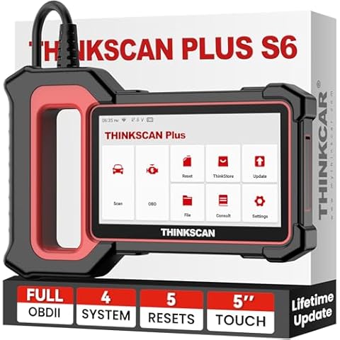 THINKCAR OBD2 Scanner, ThinkScan Plus S6 ABS,SRS,ECM,TCM System Diagnostic Scan Tool with 5 Services, 94 Brands Car Code Reader, FCA AutoAuth, Wireless Update Cover