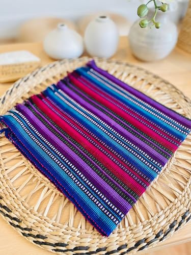 Handmade Cloth Napkins Tortilla Wraps Warmers Bread Mantel Guatemala placemat Table mat Wedding Reception Birthday 18x18, Royal Purple