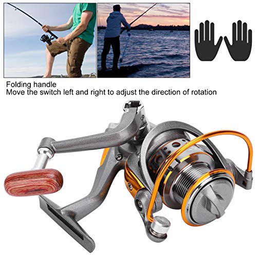 XINMYD Angelrolle, tragbare 13-Wellen-Metall-See-Angelrute Angelrolle Angelzubehör Silbergrau – Bild 4