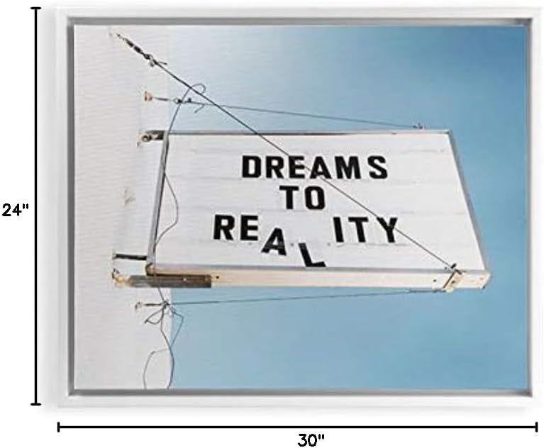 Deny Designs Bethany Young Dreams to Reality White Framed Art Canvas, 24" x 30", Blue