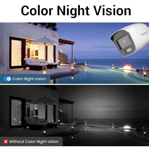 Image of PRAMA PT-HTH11FOE-WPF(M) 5MP Dual Light Audio Bullet Camera, 2960x1665 Resolution, Built-in Microphone Up to 20 m White Light Distance, Water and dust Resistant (IP66), Day /Night Mode Color.