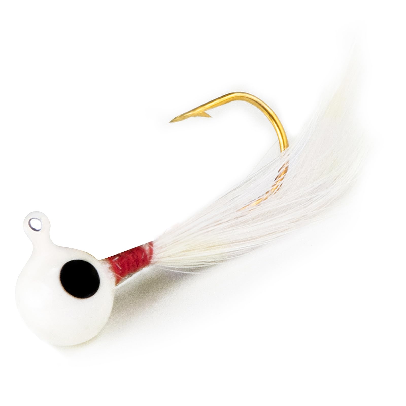 Dr.Fish 10 Pack Crappie Jig Heads Marabou Feather Jigs Freshwater, Round Ball Swimbait Fishing Hooks for Walleye Crappie Panfish Trout Lure Fishing