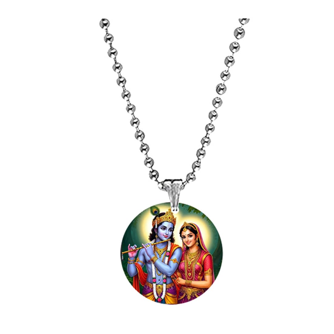 abhiora fashion Radha Shyam Love Flute Bead Chain Acrylic Religious Pendant for Men Women, Spiritual Lightweight Durable Design for Daily Wear-picture-26