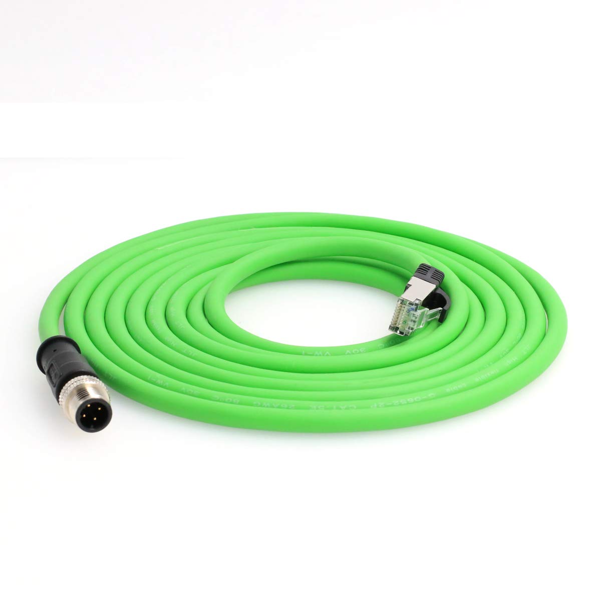 DRRI M12 4pin D-Code Male to RJ45 Waterproof Ethernet Shielded Cable for Industrial Ethernet Applications (5M)