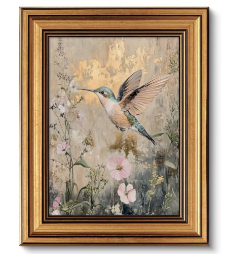 Image of NALEPS Vintage Hummingbird Framed Wall Art, Bird Pictures Wall Decor,9x11