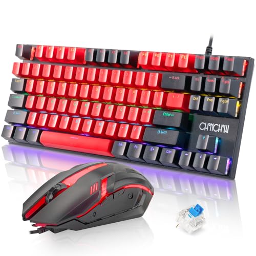 CHONCHOW 75% Mechanical Gaming Keyboard and Mouse Combo, 87 Keys ...