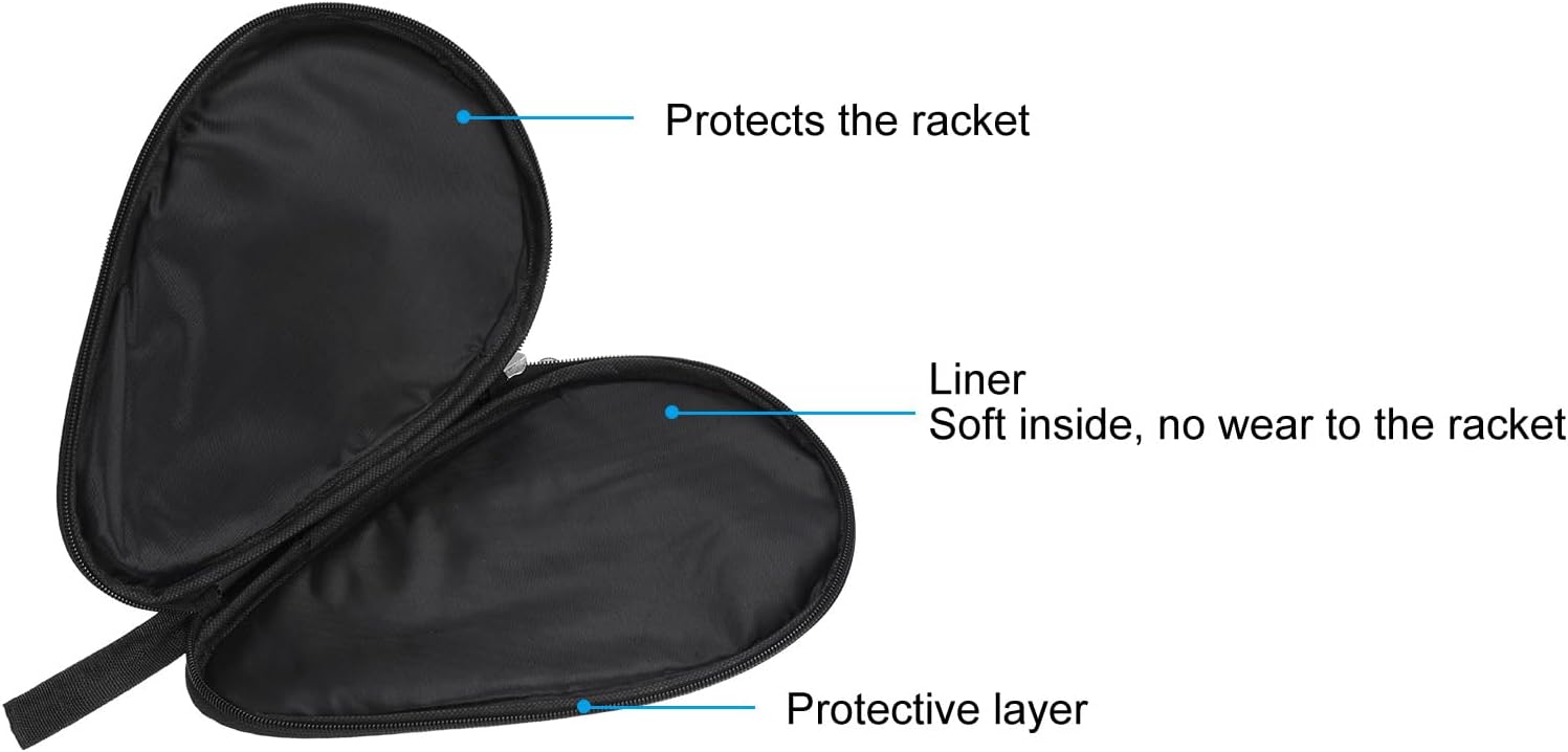 PATIKIL 11" x 7" Ping Pong Paddle Case, 2 Pack Table Tennis Racket Case Soft Cover Container Bag Gourd Shape for Sports Accessories, Black