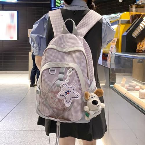 Zipper schools Bag with Star Pendant Double Shoulder Bag for Kids teens Boys Girls4