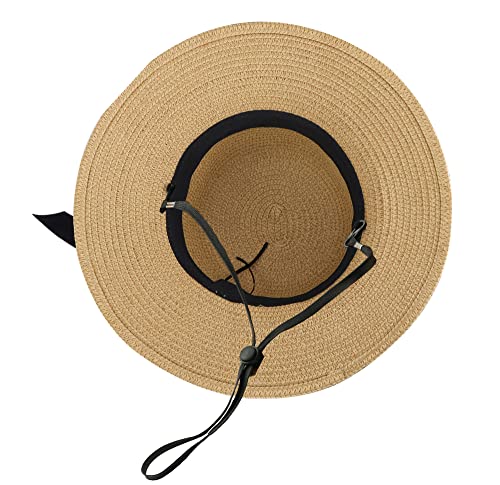 Girls Wide-Brim Straw Sun-Hat for Summer Beach with Bow by Eohak - Used condition - Image 3