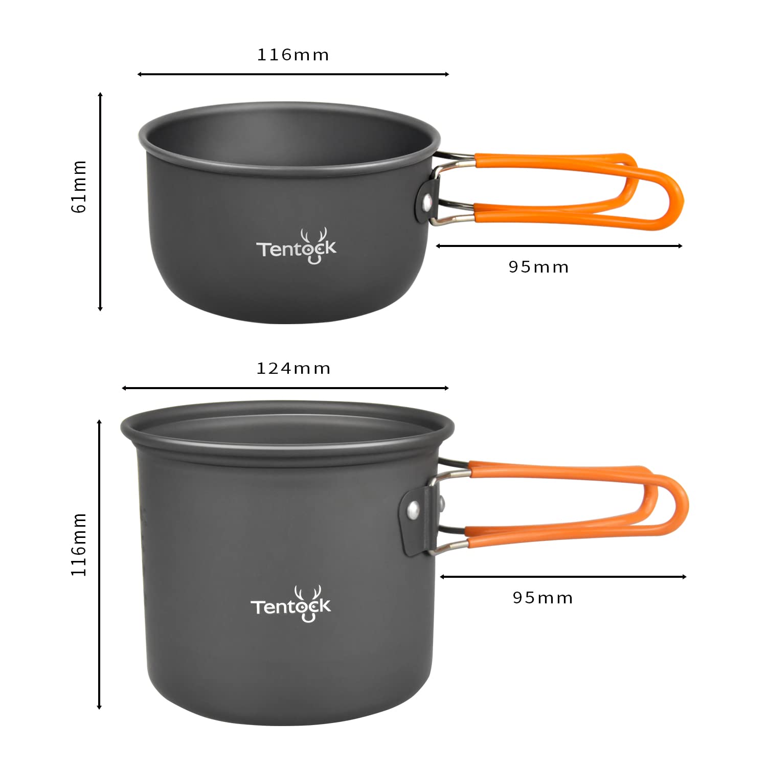 Tentock Batterie de Cuisine en Aluminium de Camping, Ustensiles de Cuisine Ultralégers en Plein Air Camping Ensemble Casserole et Pot pour Pique-Nique Randonnée Pêche Voyager