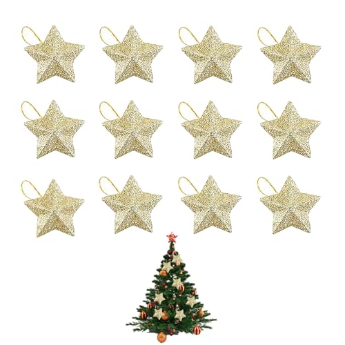 12 Weihnachtsdeko Gold,45x45mm Kleiner Stern Weihnachten...