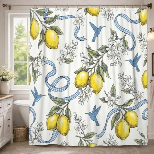 Rideau de douche extra long de qualité supérieure en polyester imperméable jaune citron