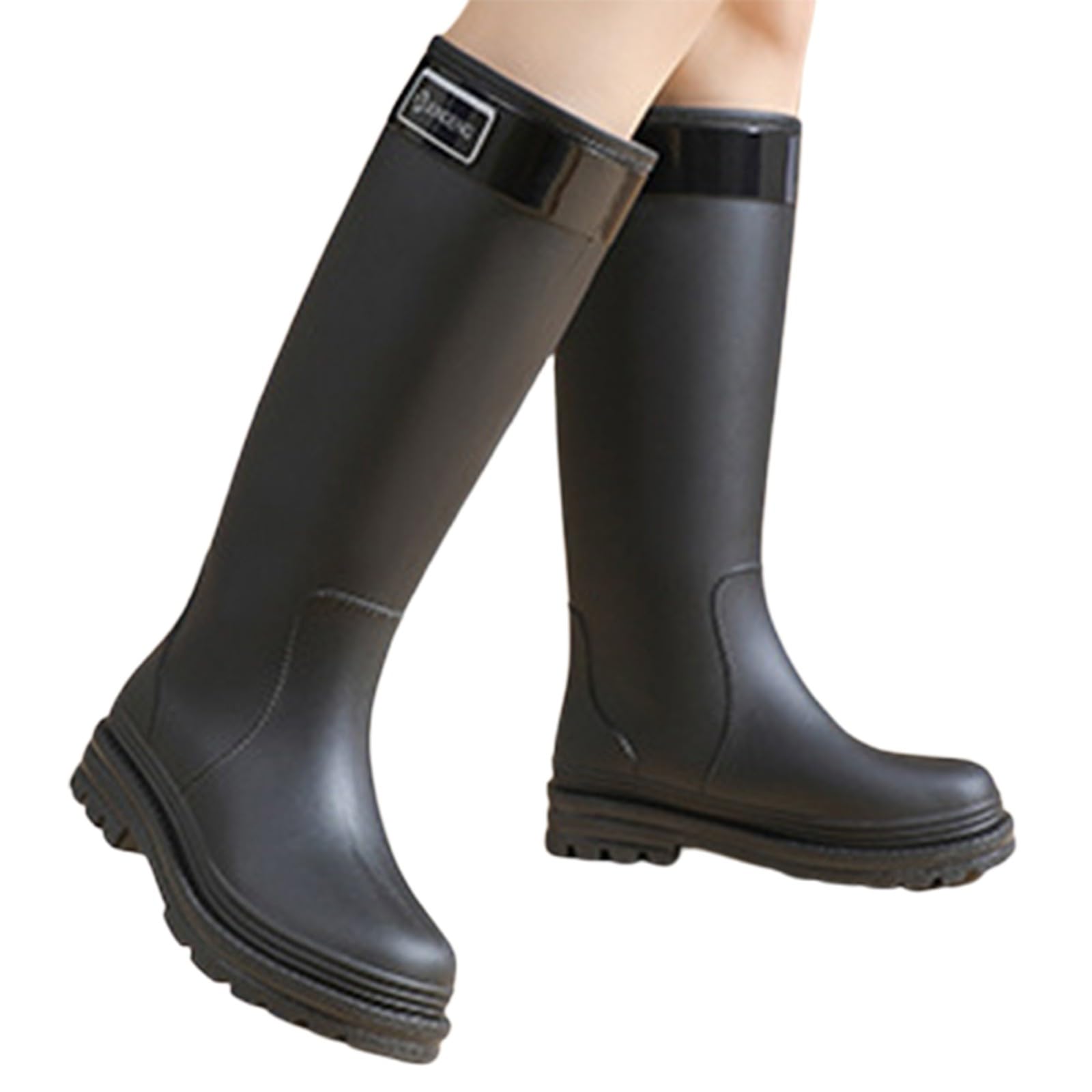 Stivali da Pioggia con Tacco Basso Donna, Gomma Resistente e Fodera Morbida, Calzature Comode per Escursioni e Vita Quotidiana, Stile Casual e Pratico
