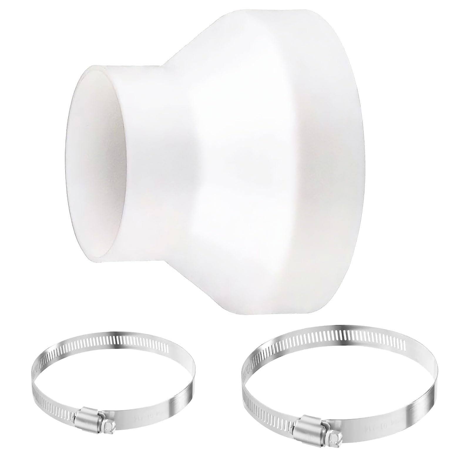 150mm to 100mm Duct Reducer, 6 to 4 inch Air Ducting Reducer with 2 Hose Clamps, Plastic Inline Adapter Circular Reducing Joint Duct Pipe Connector for Inline Ventilation System