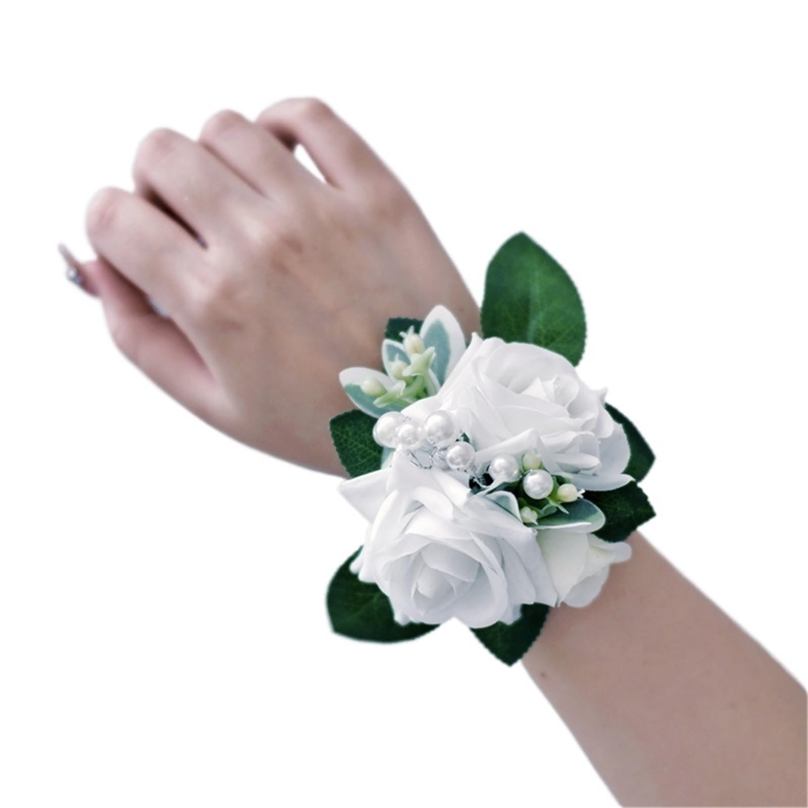 EEfpxwtz Prom corsage wrist flower， WristCorsageBrsmaidSistersArtificiFlowersSilkRoseWedDancePartyDecorMulti2Pcs(L)