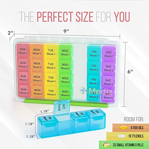 Monthly Pill Organizer, Pill Box, Medicine Organizer, 4 Weekly Pill Organizer, Pill Container, Vitamin Organizer, Travel Pill Container, Medication Organizer Pill Holder, Large Pill Organizer #TOP1
