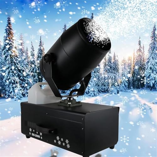 Máquina de nieve comercial JOSBY de 2000 W, con cabeza oscilante de 90°, alcance de chorro de 4-8 m y área de cobertura de 50 m2, control manual o remoto, se puede colgar boca abajo, para bodas, fiestas y fotografía miniatura 1