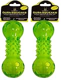 Hyper Pet Dura-Squeaks Barbell Interactive Fetch Dog Toy with Squeaker Made with Sturdy TPR That Floats in Water (Pack of 2)