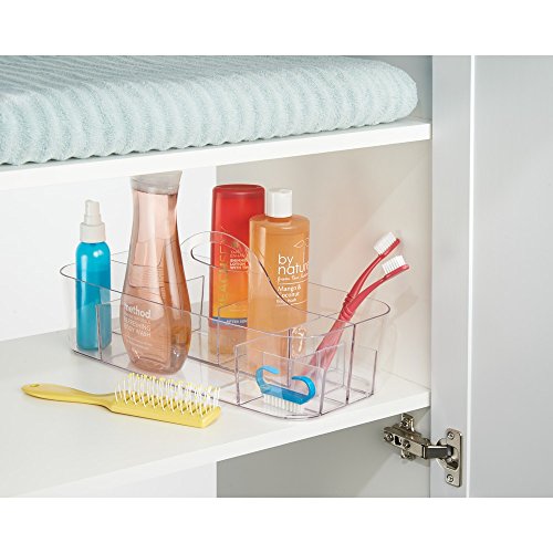 Image of iDesign Clarity Cosmetic Organizer Tote for Vanity Cabinet to Hold Makeup, Beauty Products - Clear 14.5 inch x 7 inch x 5.75 inch (Pack of 4)