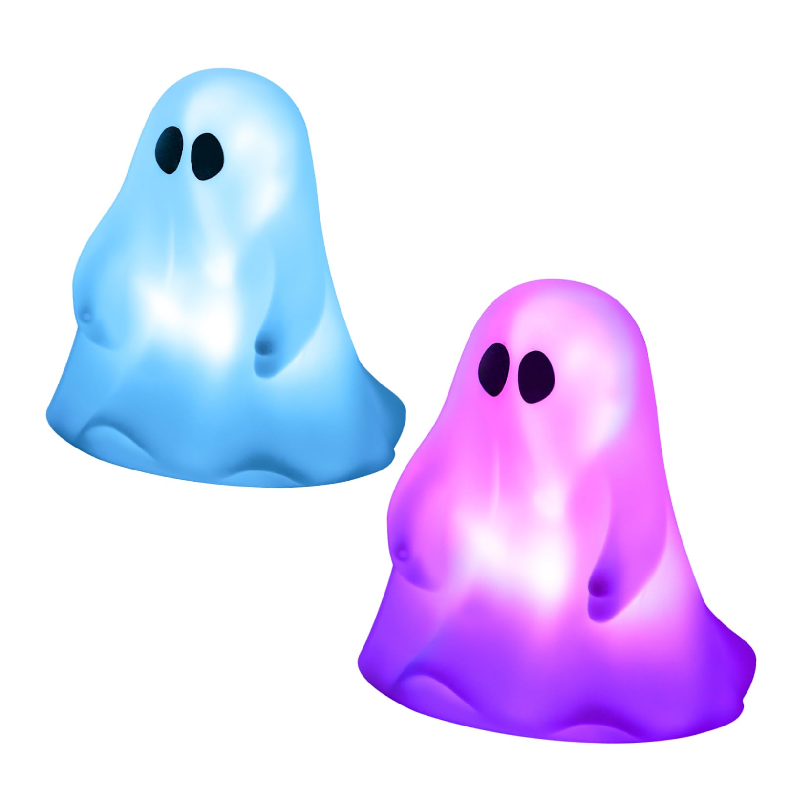 NUOBESTY 2Pcs Color Changing Ghost LED Lamps Decorative Light for Halloween Party Indoor Home Decor for Bedroom Bar Cafe Restaurant Present for Friends