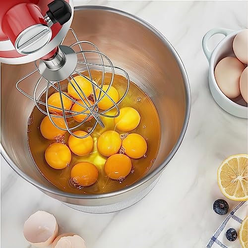 Image of Stainless Steel 6-Wire Whisk Attachment for KitchenAid Mixer, 4.5-5Qt Tilt-Head Stand Mixer Compatible, Dishwasher Safe, Ideal for Whipping Cream, Mixing Flour & Cake, Perfect for Mayonnaise Whisks
