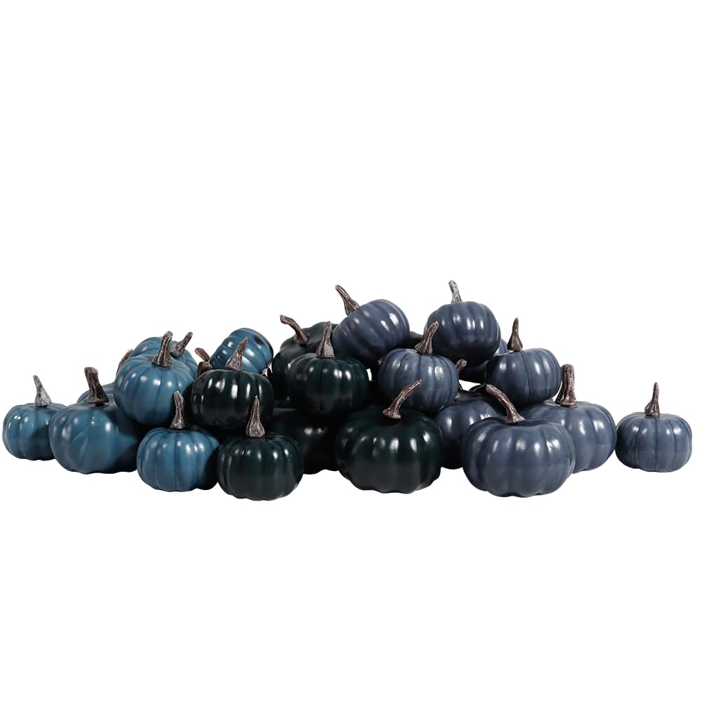 vensovo Mini calabazas decorativas de varios tamaños, 30 piezas – Calabazas de espuma pequeñas surtidas realistas ideales para rellenar jarrones, mesa de Acción de Gracias y decoración de otoño de