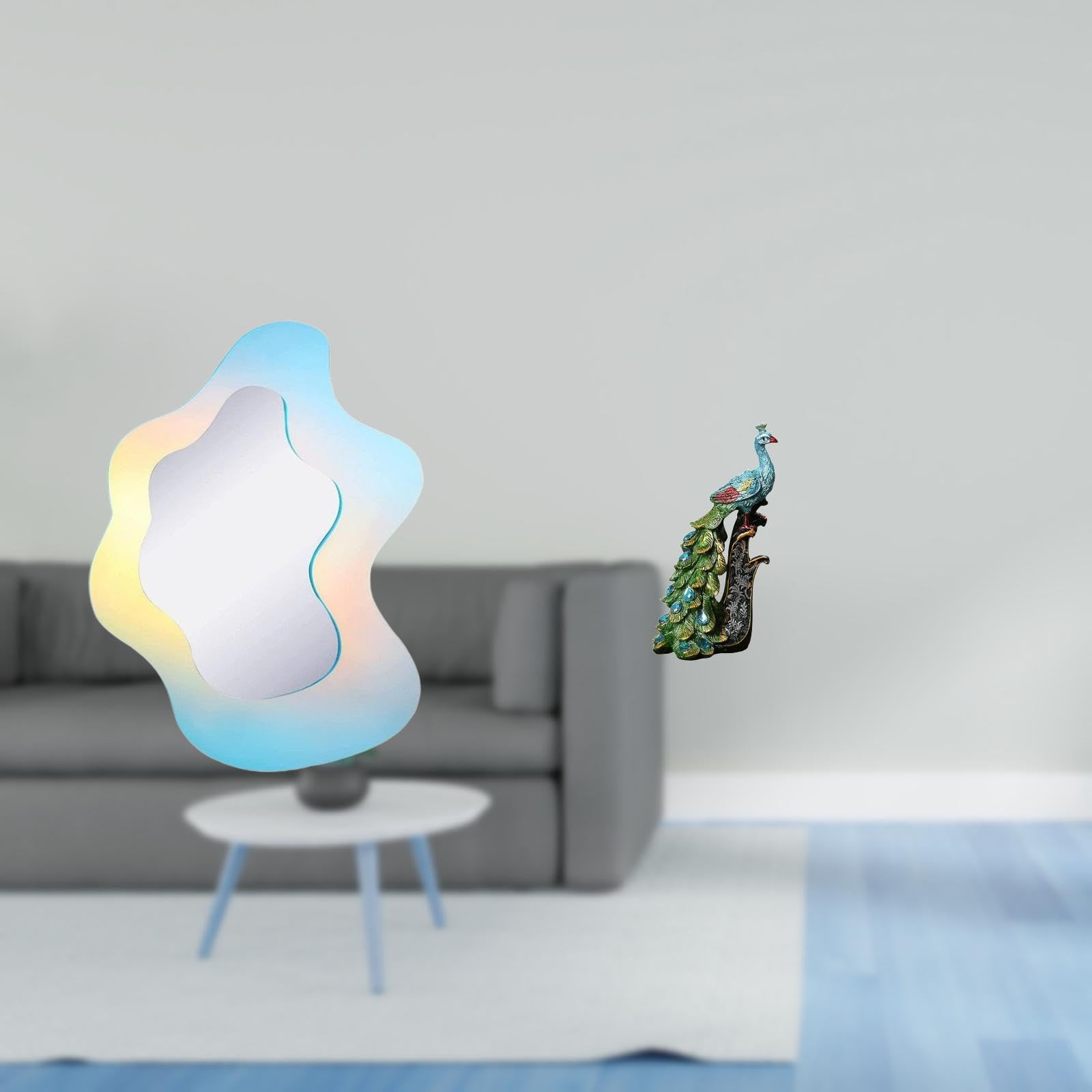 Enakshi® Elegant Wavy Peacock Acrylic Mirror Sculpture Modern Decorative Tabletop Ornament for Bathroom Bedroom Office Living Room Wall Decor|Home & Garden | Home Decor | Mirrors-image-46